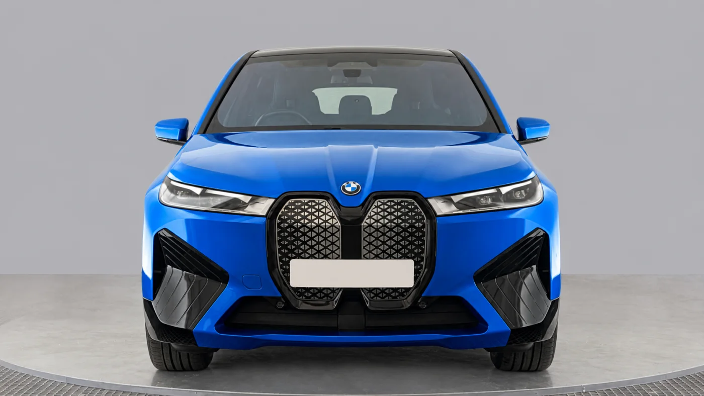 Electric blue BMW iX used lease car
