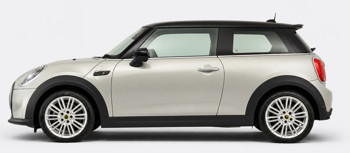 MINI Hatchback shown side-on facing left