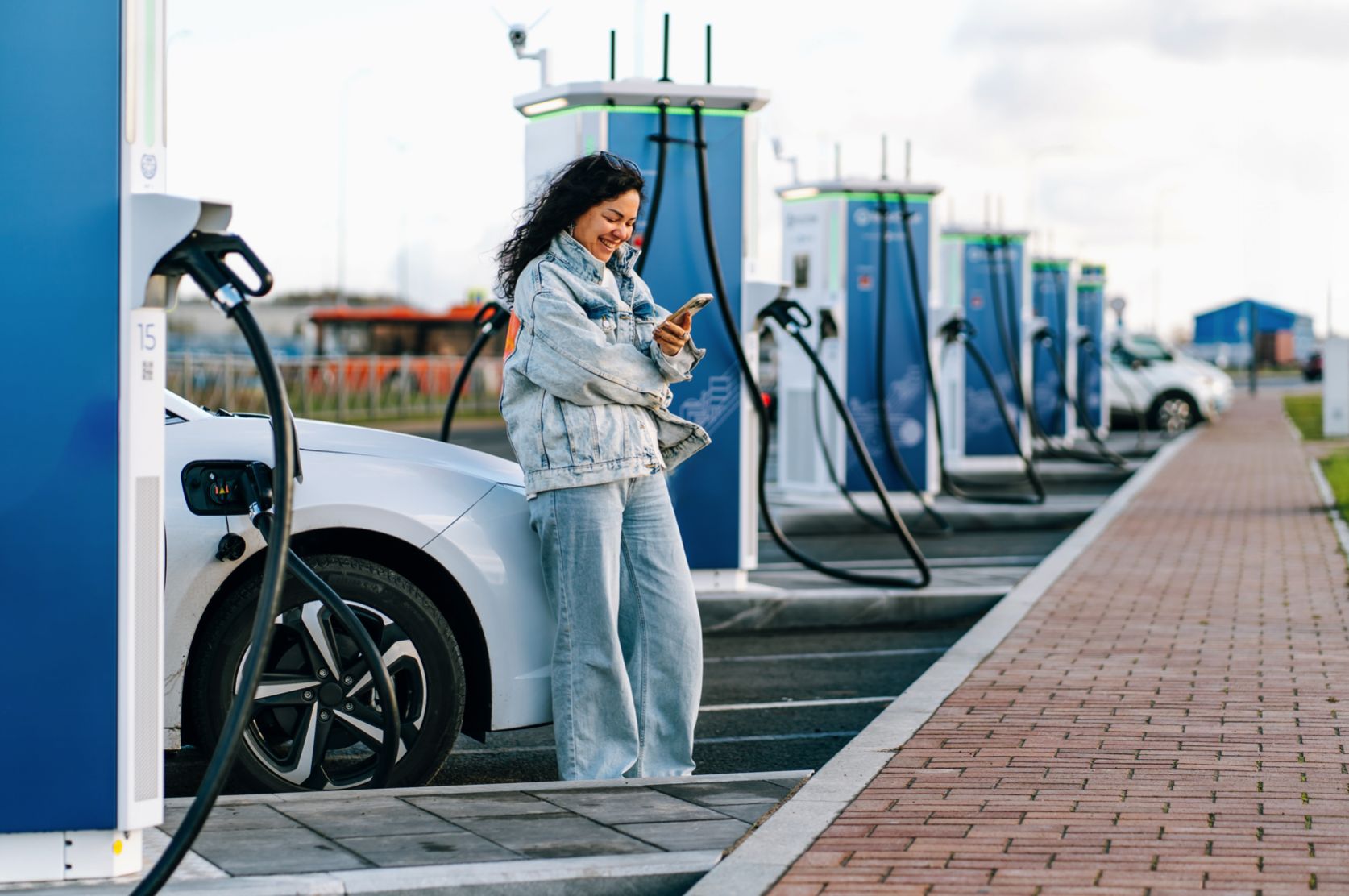 Electric car charging at a public charging point